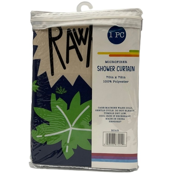 Matt & Maddie Dinosaur Fabric Shower Curtain 70 X 72 In Dark Blue Multicolor - Picture 4 of 11